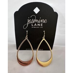 Jasmine Lane Gold Teardrop Earrings Open Design Hypoallergenic NEW‎